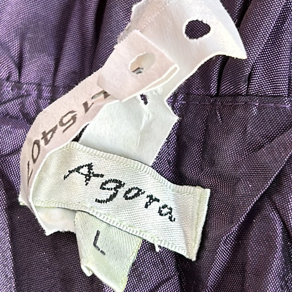 Agora purple pleated blouse. Missing one button. Size Large. - Picture 4 of 7